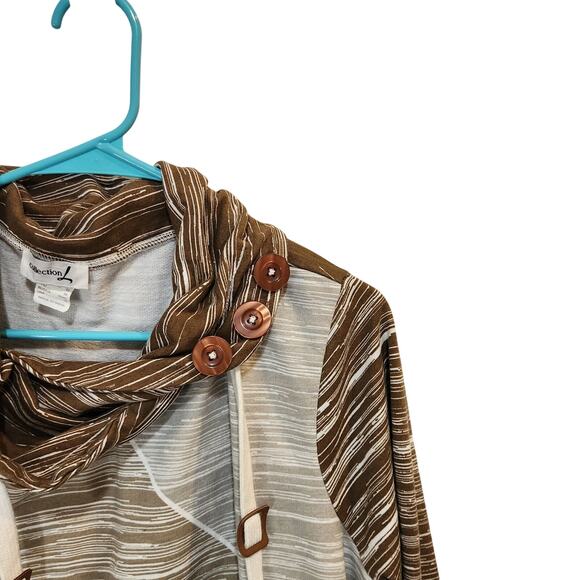 Collection L Long Sleeve Pullover Cowl Neck Sweatshirt Brown Athleisure Size 18 - Picture 4 of 6